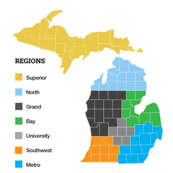 Michigan Map Regions Michigan Map Regions